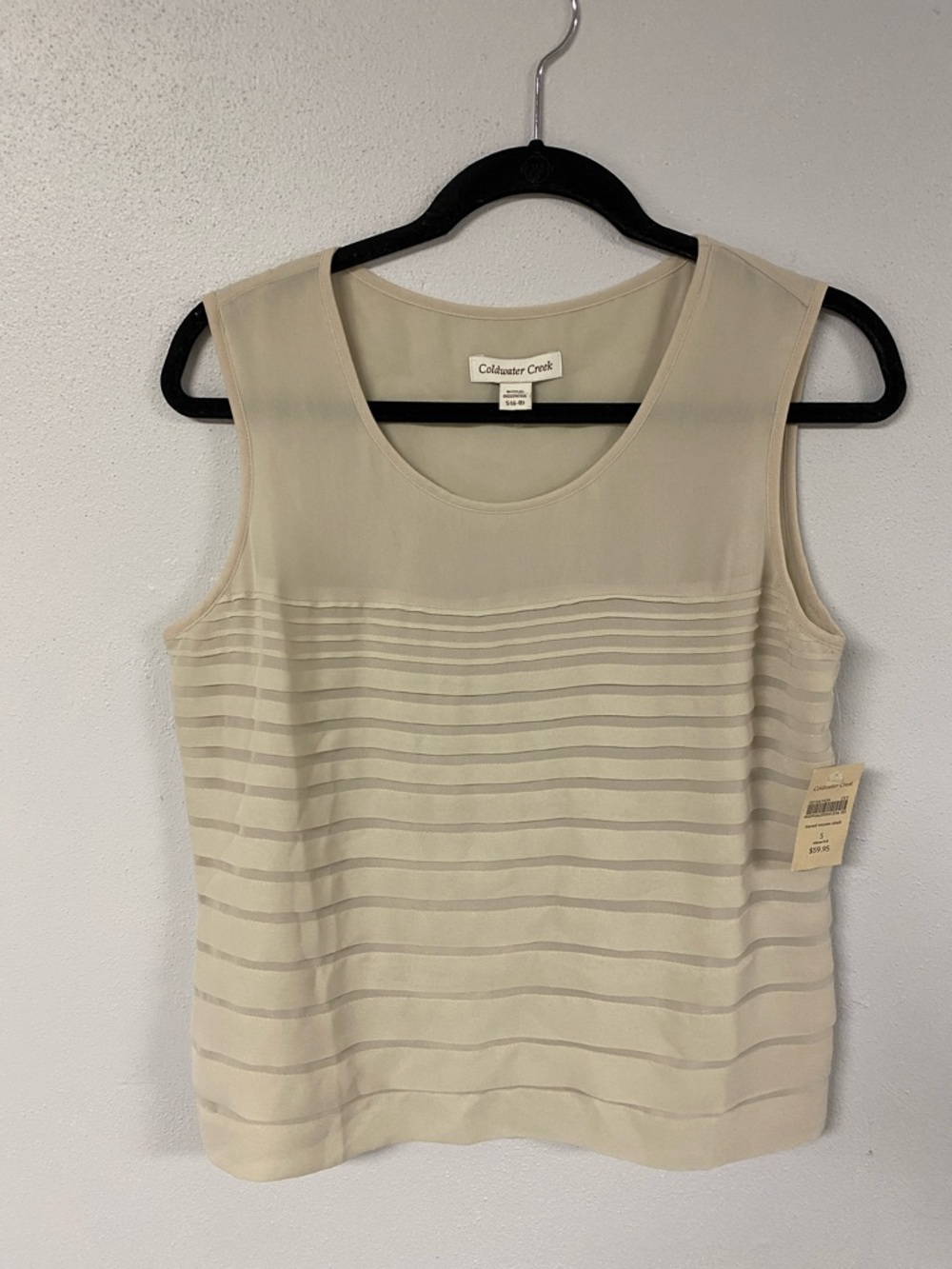 Coldwater Creek Women's Cream Layered Stripe Sleeveless Tank. NWT size S